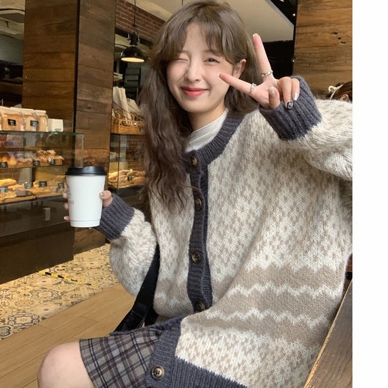 Áo Khoác cardigan Dày Dáng Rộng Đa Năng Thiết Kế Thời Trang Ngọt Ngào Và Ngọt Ngào Phong Cách Hàn Quốc niche