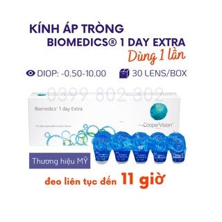 (Hộp 15 cặp) Kính áp tròng cận không màu dùng 1 ngày(1 lần) BIOMEDICS 1 DAY Extra