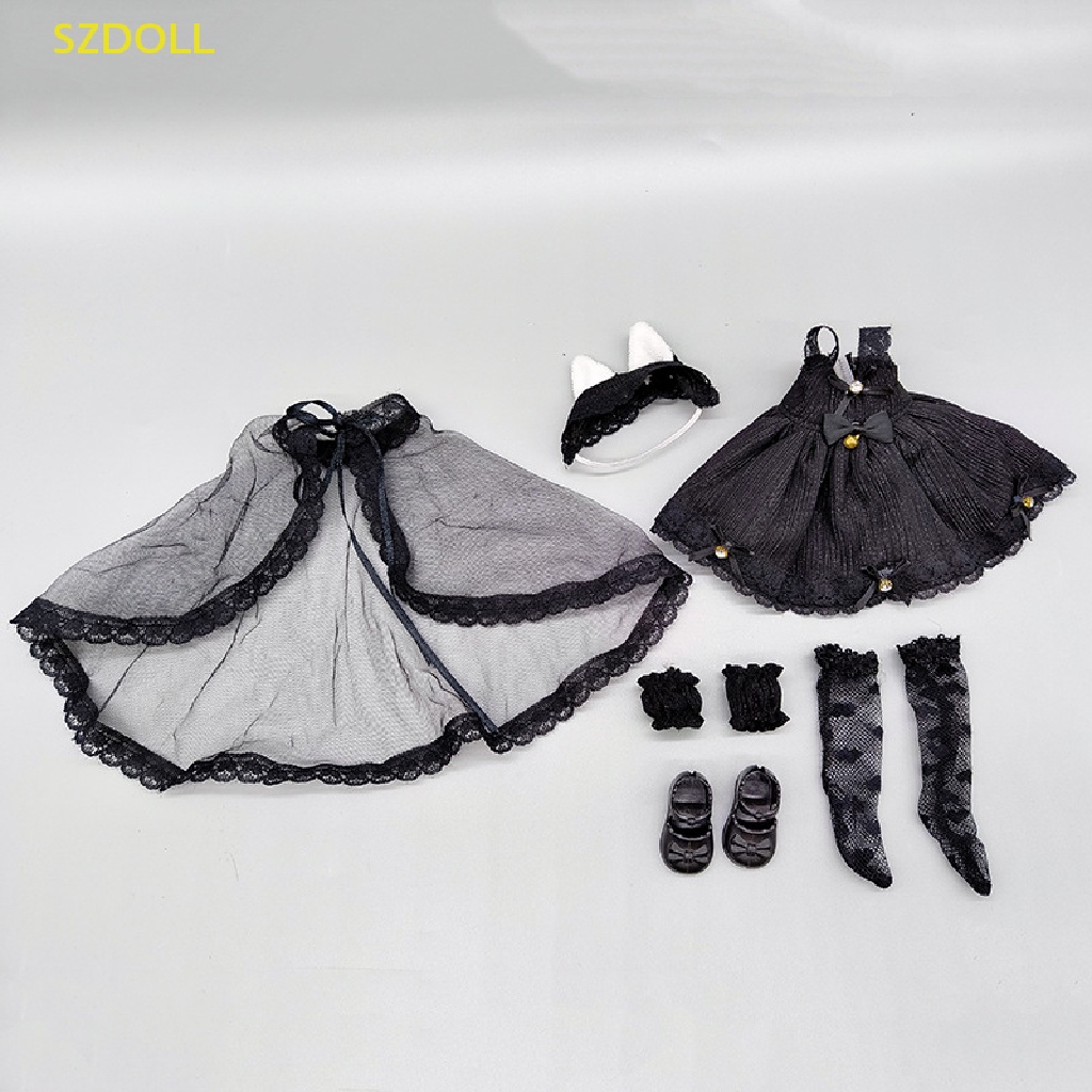 Set 6 Quần Áo Cho Búp Bê 30CM Màu Đen