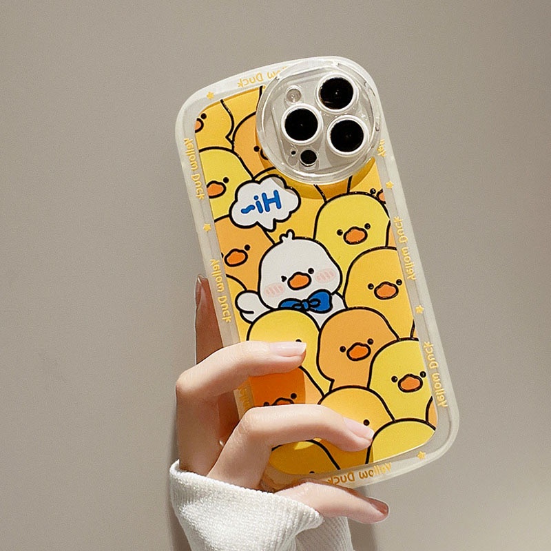 Ốp Điện Thoại Hình Vịt Vàng / Gấu Cho IPhone 14 14 Pro MAX 11 Pro 11 Pro MAX 12 12 Pro 12 Pro MAX 13 Pro MAX X XR XS MAX 6S 7 8 Plus SE 2020 Ốp Bảo Vệ Chuyên Dụng Dành Cho Xe Đạp