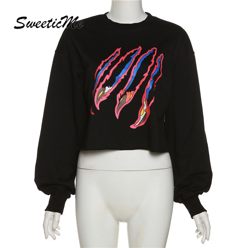 Áo Thun Sweater Cổ Tròn Tay Dài Dáng Ôm In Họa Tiết Thời Trang   Cho Bạn Gái