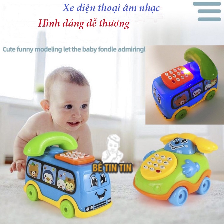 Bộ Đồ Chơi Ô Tô CHo Bé Kết Hợp Điện Thoại Phát Nhạc,Phát Sáng Kích Thích Sự Phát Triển Của Não Trẻ Dùng Pin