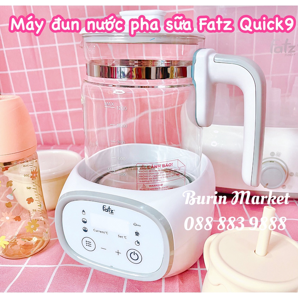 Máy đun và hâm nước pha sữa điện tử Quick 9 Fatzbaby, ấm đun nước siêu tốc dung tích 1,2L - Burin Market