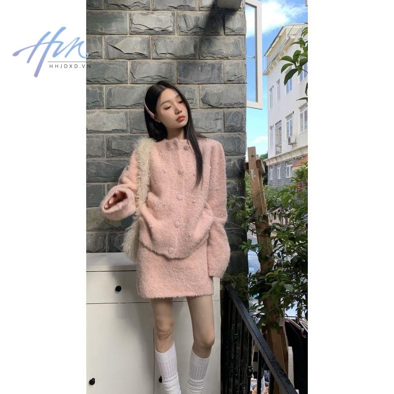 Bộ Áo Khoác Cardigan Dệt Kim Cao Cấp Mềm Mại + Chân Váy Ôm Hông Thời Trang Thu Đông Hàn Quốc 2022 Cho Nữ