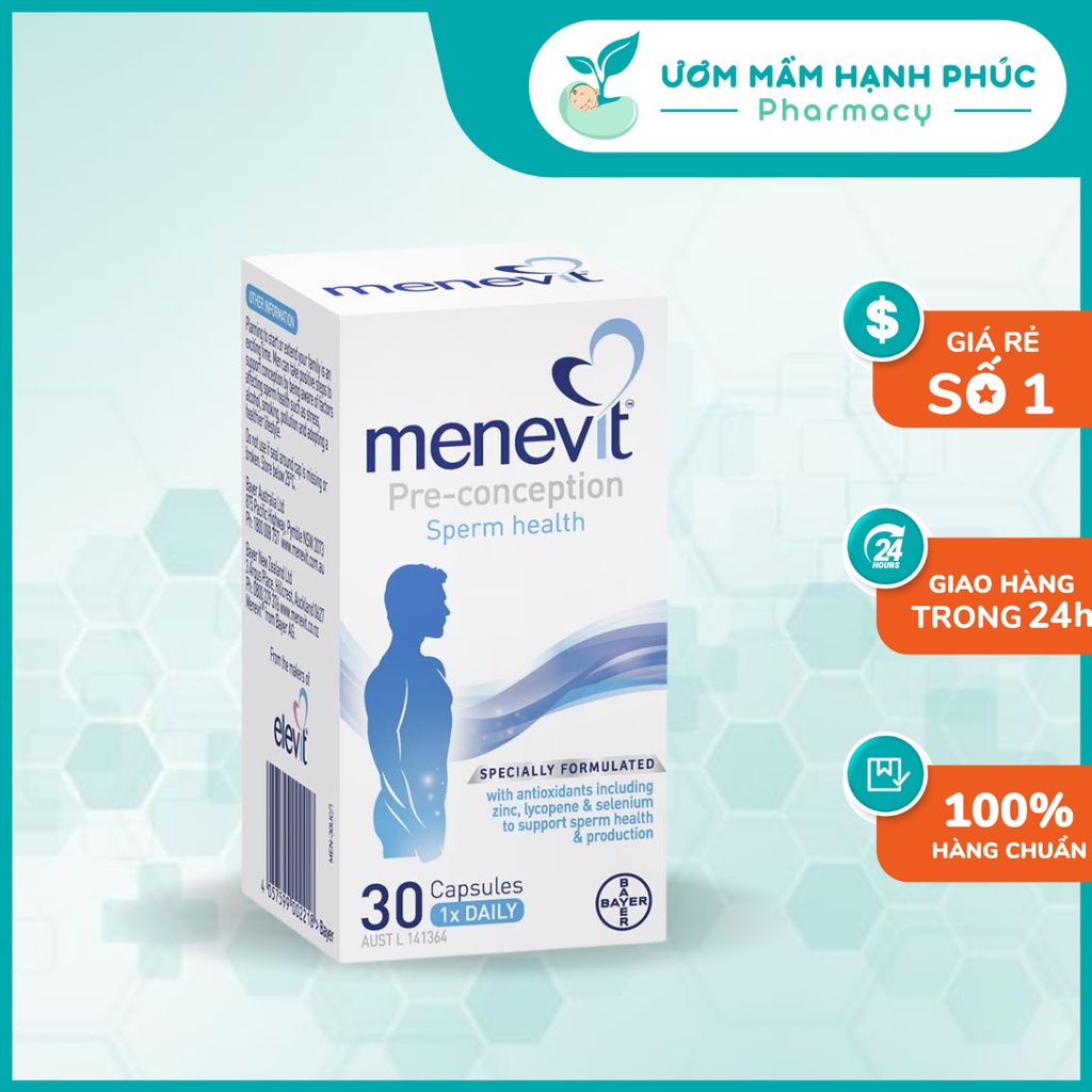 Viên Uống Menevit Nâng Cao Chất Lượng Tinh Trùng, tăng Thụ Thai Úc 30 viên & 90 viên.