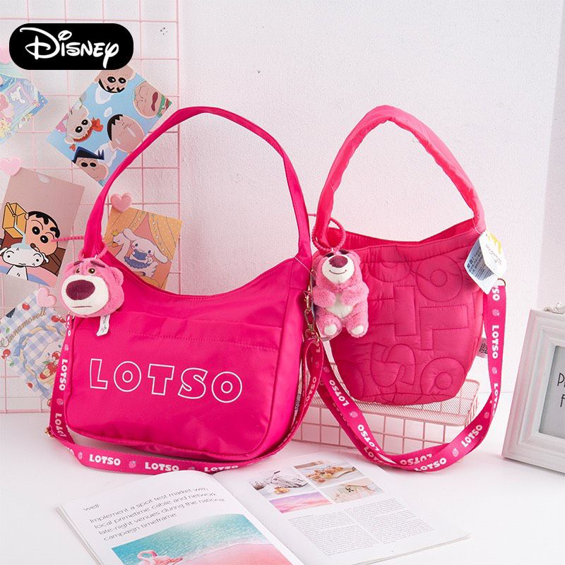 [ Chính hãng Disney full Tag] Túi xách đeo vai Gấu Lotso kèm Charm Gấu mẫu mới nhất năm