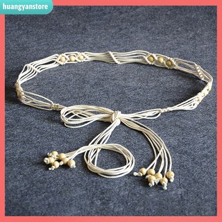 HY/ Thắt lưng dây bện đính hạt thời trang nữ ôm dáng chủ đề bohem
