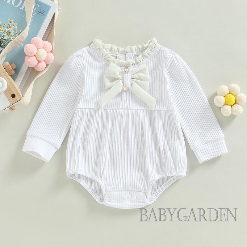 Áo Liền Quần Tay Dài Viền Bèo Nhún Màu Sắc Tương Phản Thời Trang Cho Bé Gái 0-18 Tháng Tuổi