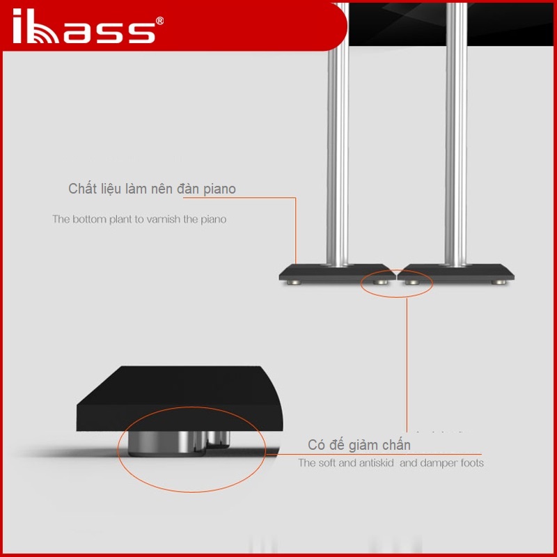 Chân đế loa phòng khách 2 trụ kim loại 7 tấc rưỡi cao cấp IBASS - re0771
