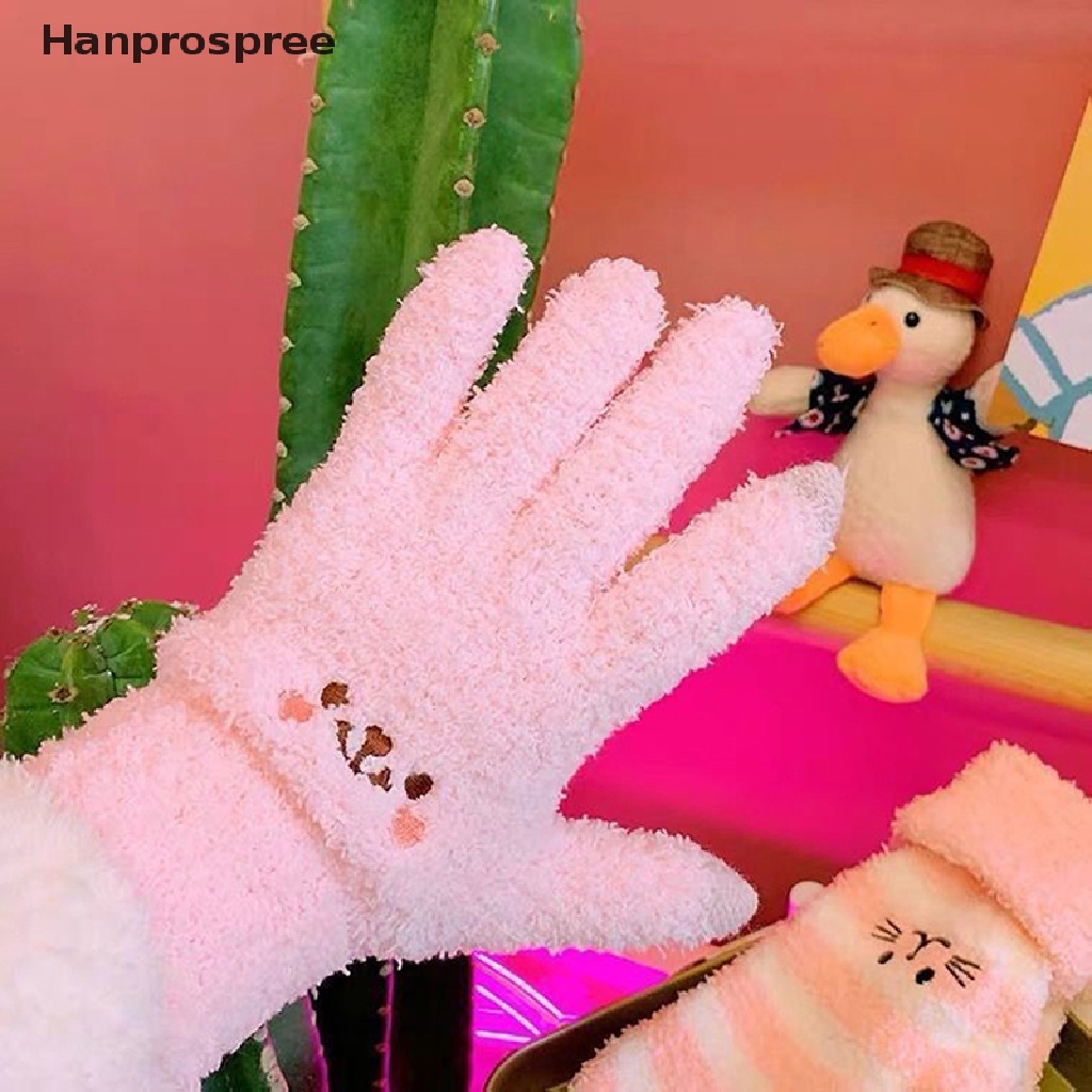 1 Đôi Găng Tay Giữ Ấm Mùa Đông Thêu Hình Chú Gấu