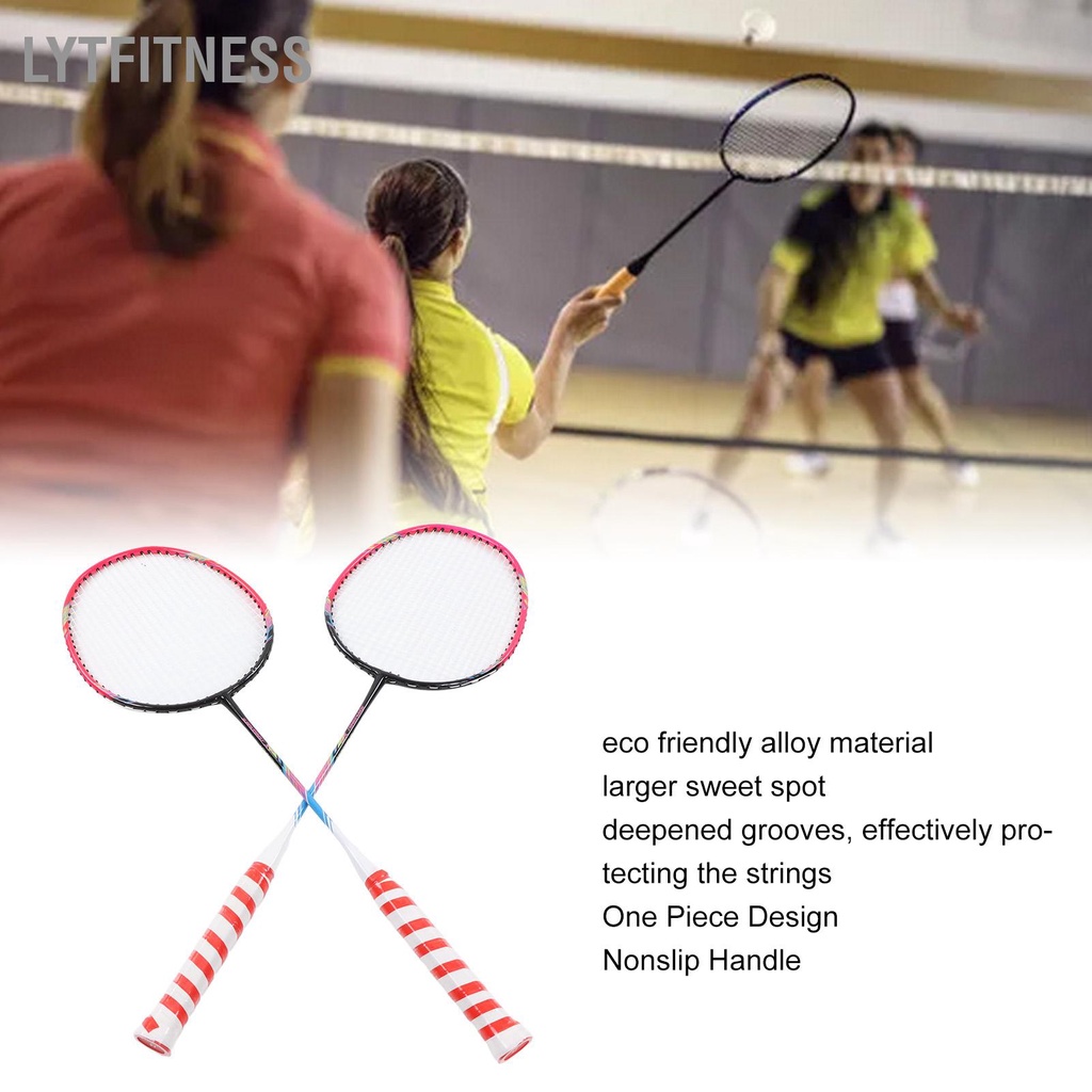 LYTFitness 2 Chiếc Vợt Cầu Hồng Khung Hợp Kim Lớn Điểm Ngọt Một Mảnh Thiết Kế Đôi Lông Có Túi Bảo Quản