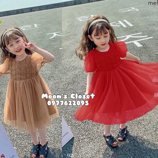 Htk- váy voan hoa hồng melisa size 12/18m-9/10y