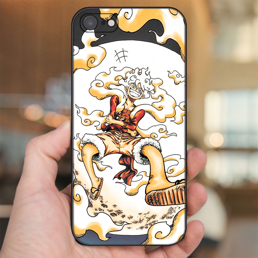 Ốp lưng iPhone 7, 8 dẻo đen cạnh vuông in hình Luffy Gear 5 Nika One Piece Đảo Hải Tặc