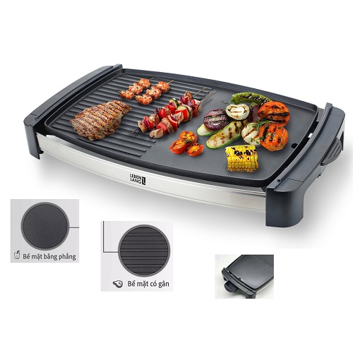 [Đại Tiệc BBQ] Bếp Nướng Điện Không Khói Có Vỉ Nướng Chống Dính Vân Đá Hoa Kim Cương Lebenlang Cao Cấp