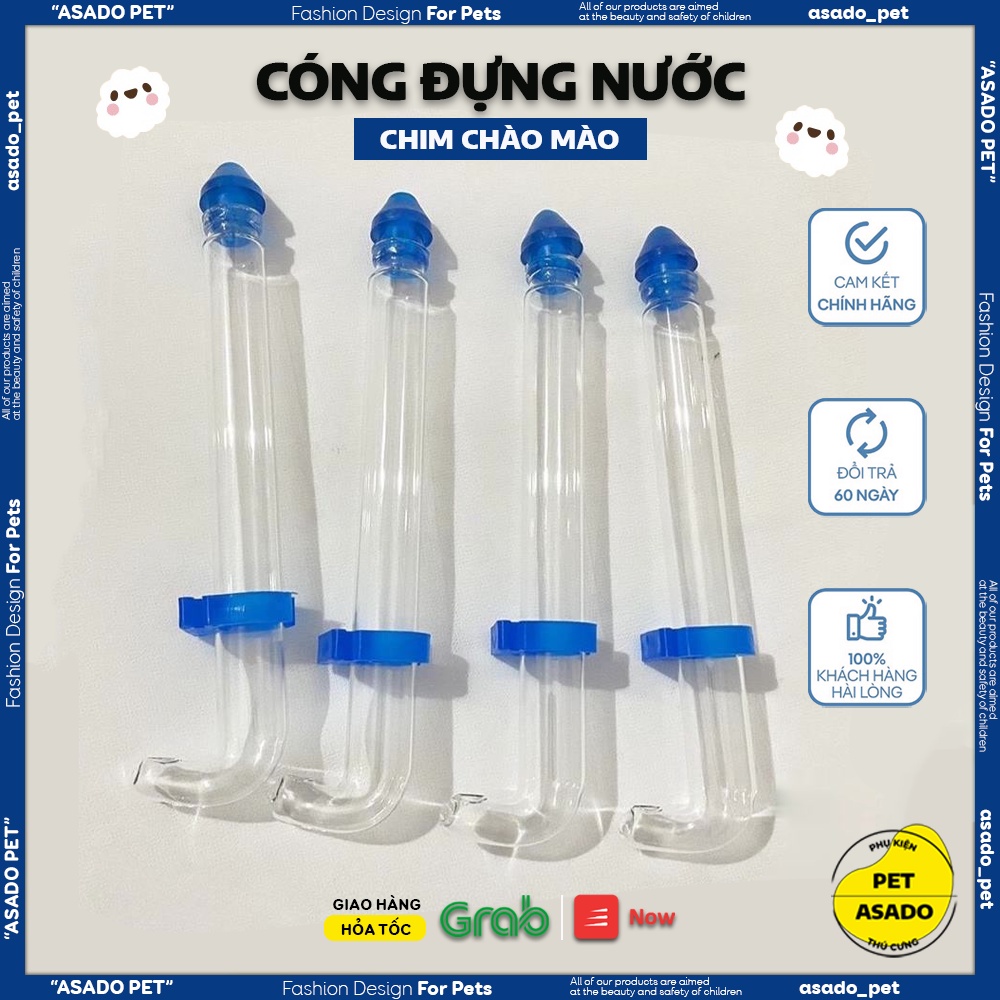 Cóng đựng nước cho chim chào mào ống dài chất liệu thủy tinh cao cấp đủ cỡ siêu bền