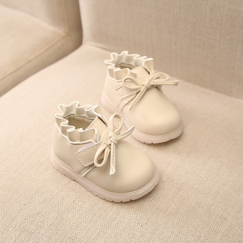 Babyfair. Bé gái Giày da tổng hợp Đế mềm Thời trang Thanh lịch Nơ dễ thương Trang trí nội thất Trẻ sơ sinh đi bộ