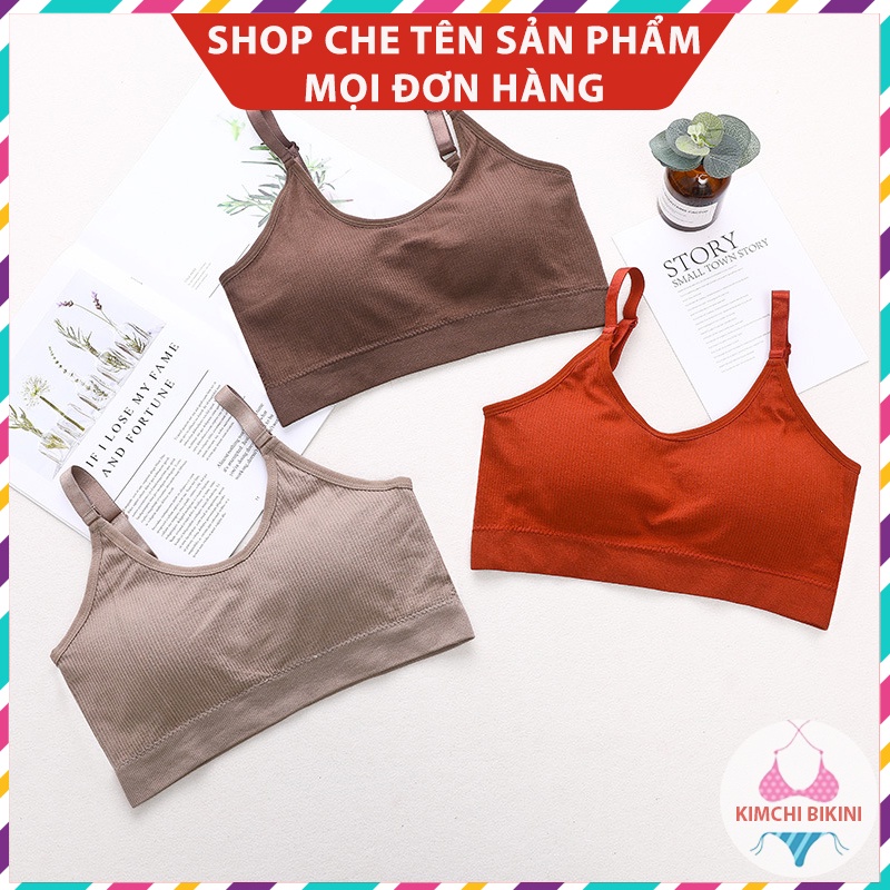 Áo bra 2 dây sẵn đệm đẩy ngực KIMCHIBIKINI Áo nót nữ cotton hàng xuất nhật AL002