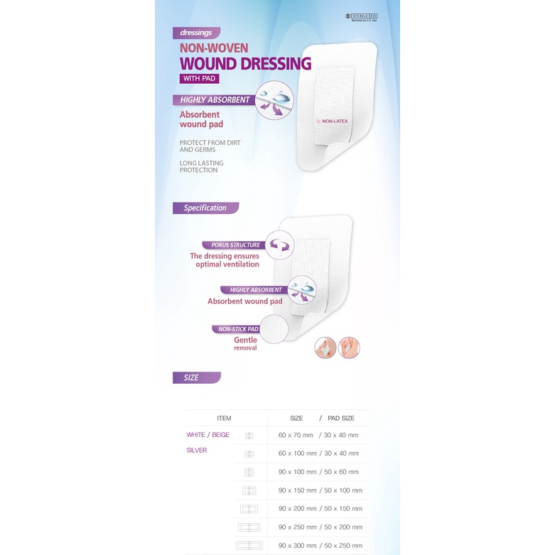 Băng keo có Gạc Vô Trùng Young Wound Dressing dán vết mổ thấm hút tốt combo 10 miếng