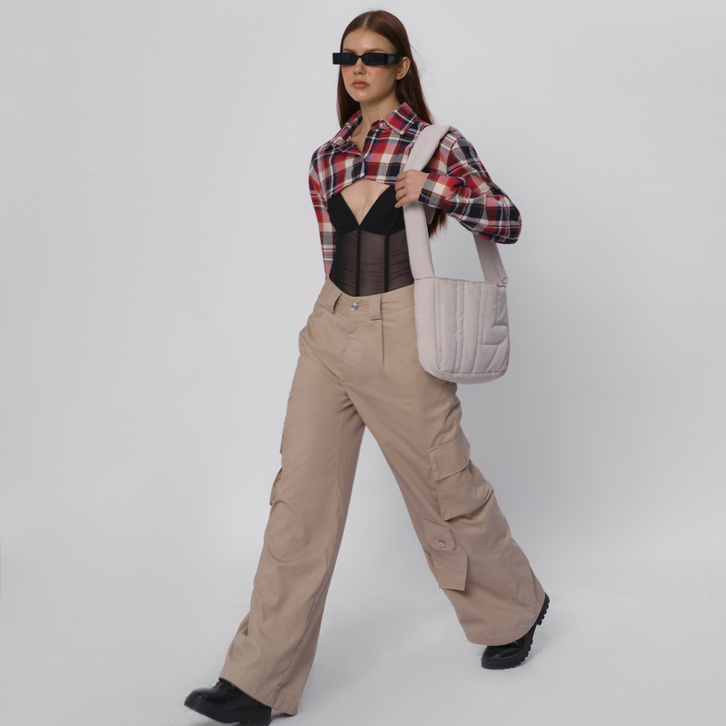 TATICHU - Quần kaki túi hộp ống rộng - Women Loose Cargo Pants