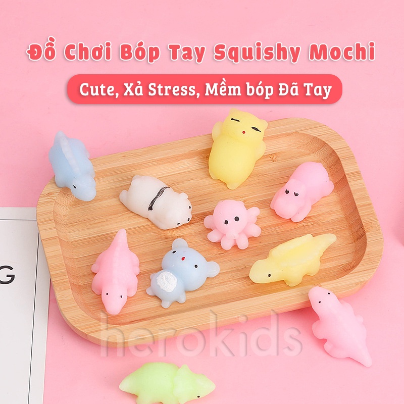 Đồ chơi bóp tay giảm stress Squishy Mochi hình thú dễ thương mềm mại, co dãn đàn hồi bóp đã tay cho bé và người lớn