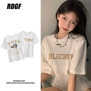 RDGF Shopee Mall Áo Thun Crop top Tay Ngắn Màu Trắng Thời Trang Hàn Quốc 2023