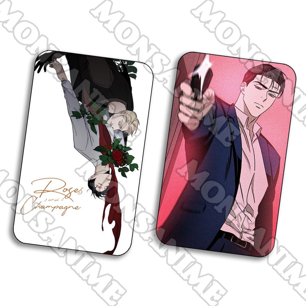 Ảnh card bo góc in hình ROSES AND CHAMPAGNE Hoa Hồng và Rượu Vang manhwa boylove thẻ bo viền 5*8cm sưu tầm