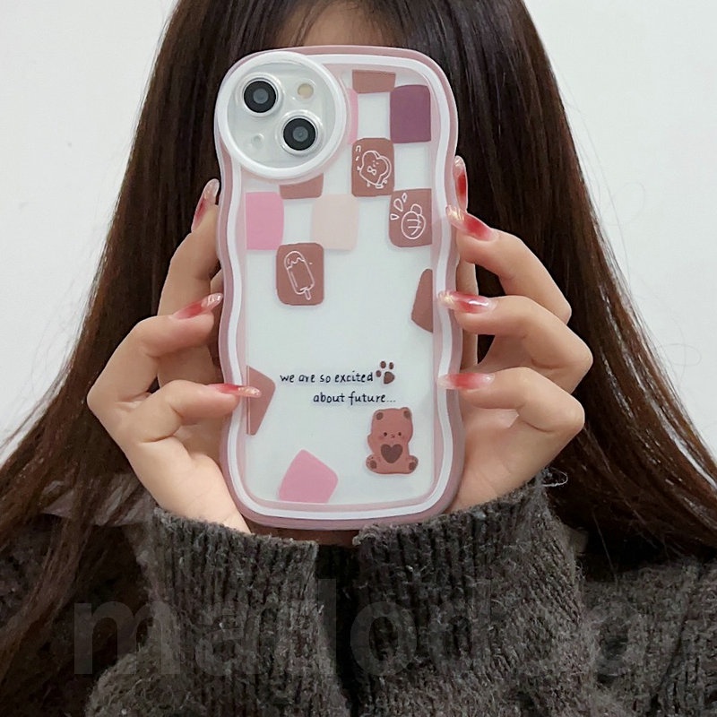 Clear Casing OPPO Reno 8T 8 7 6 5 4 F 5F 4F 8Z 7Z Reno8 Reno7 Z Reno8Z Reno7Z Reno6 Reno5 Reno5F Reno4 Reno4F 4G 5G A91 A57 A39 2016 A77 A16K A16E Cute Candy Waves Edge Cartoon Bear Pig Fine Hole Shockproof Soft Phone Case STB 19