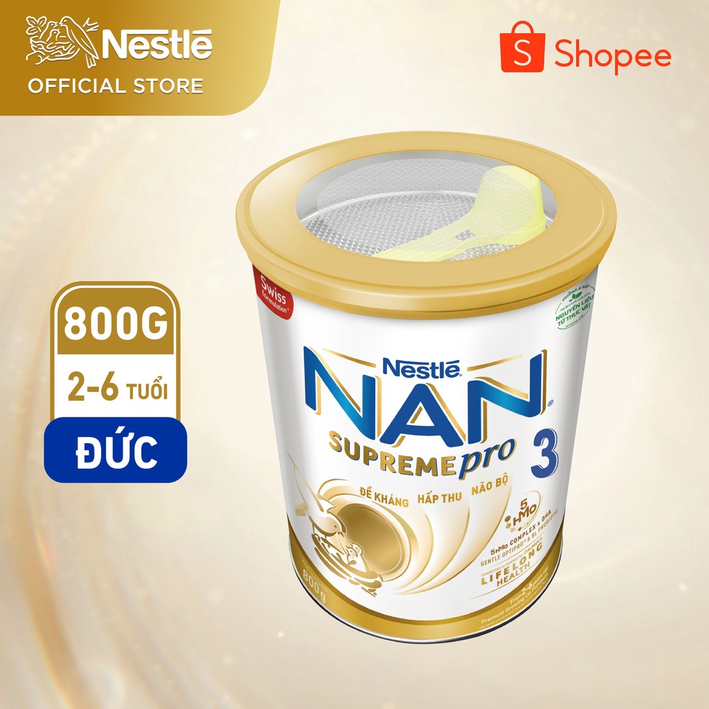 Sữa Bột Nestlé NAN SupremePro 3 với 5HMO giúp tăng đề kháng, đạm Gentle Optipro giúp dễ hấp thu & ngừa nguy cơ dị ứng