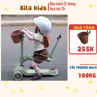 Xe scooter chòi chân cho bé BILA KIDS từ 1-14 tuổi, có ghế, tay đẩy