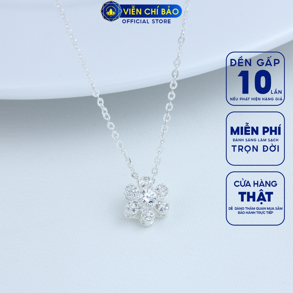 Dây chuyền hoa 6 cánh đính đá chất liệu bạc 925 thời trang phụ kiện trang sức nữ Viễn Chí Bảo D400811