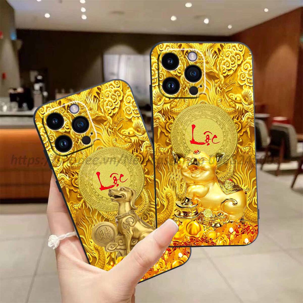 Ốp TPU Viền vuông Iphone 12/ 12 Mini/ 12 Pro/ 12 Pro Max in hình 12 Con Giáp Tài Lộc 3D