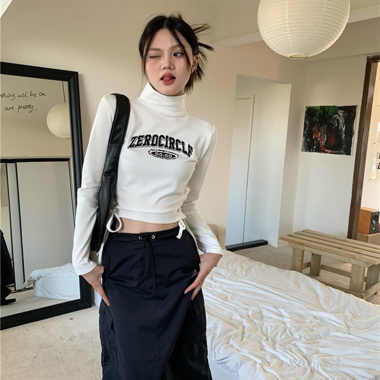 Áo thun SUXI tay dài dáng ôm vải lông cừu thời trang mùa thu cho nữ