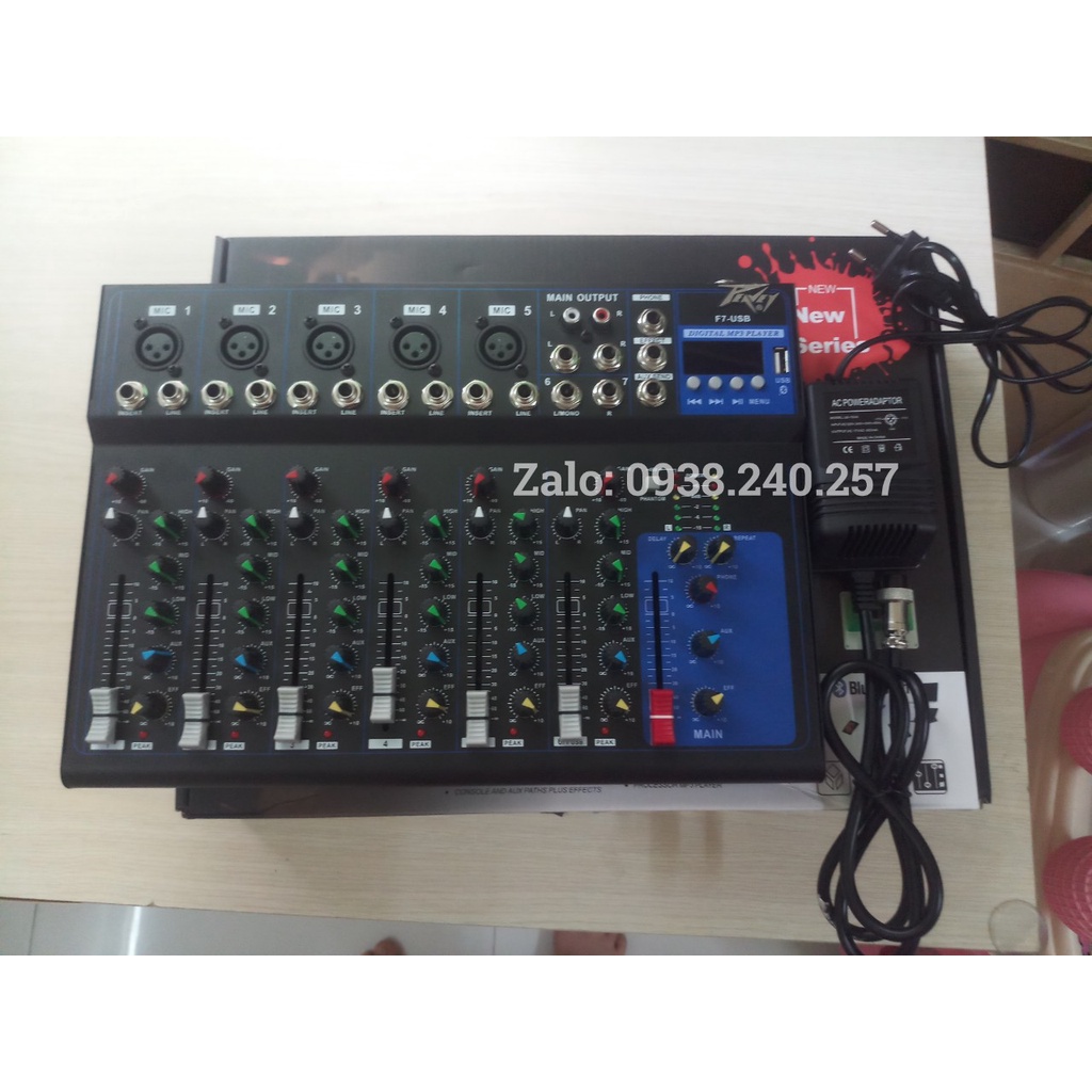 Mixer peavey F7 USB có kết nối bluetooth - bàn mixer mini - bàn mixer karaoke gia đình - mixer 7 line