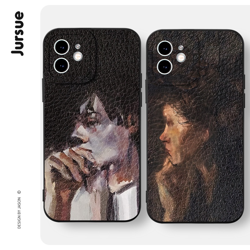 Ốp điện thoại JURSUE cặp đôi dễ thương đẹp độc lạ vintage Cho iPhone 14 13 12 11 Pro Max SE 2020 X XR XS 8 7 ip 6S 6 Plus kute XYH980