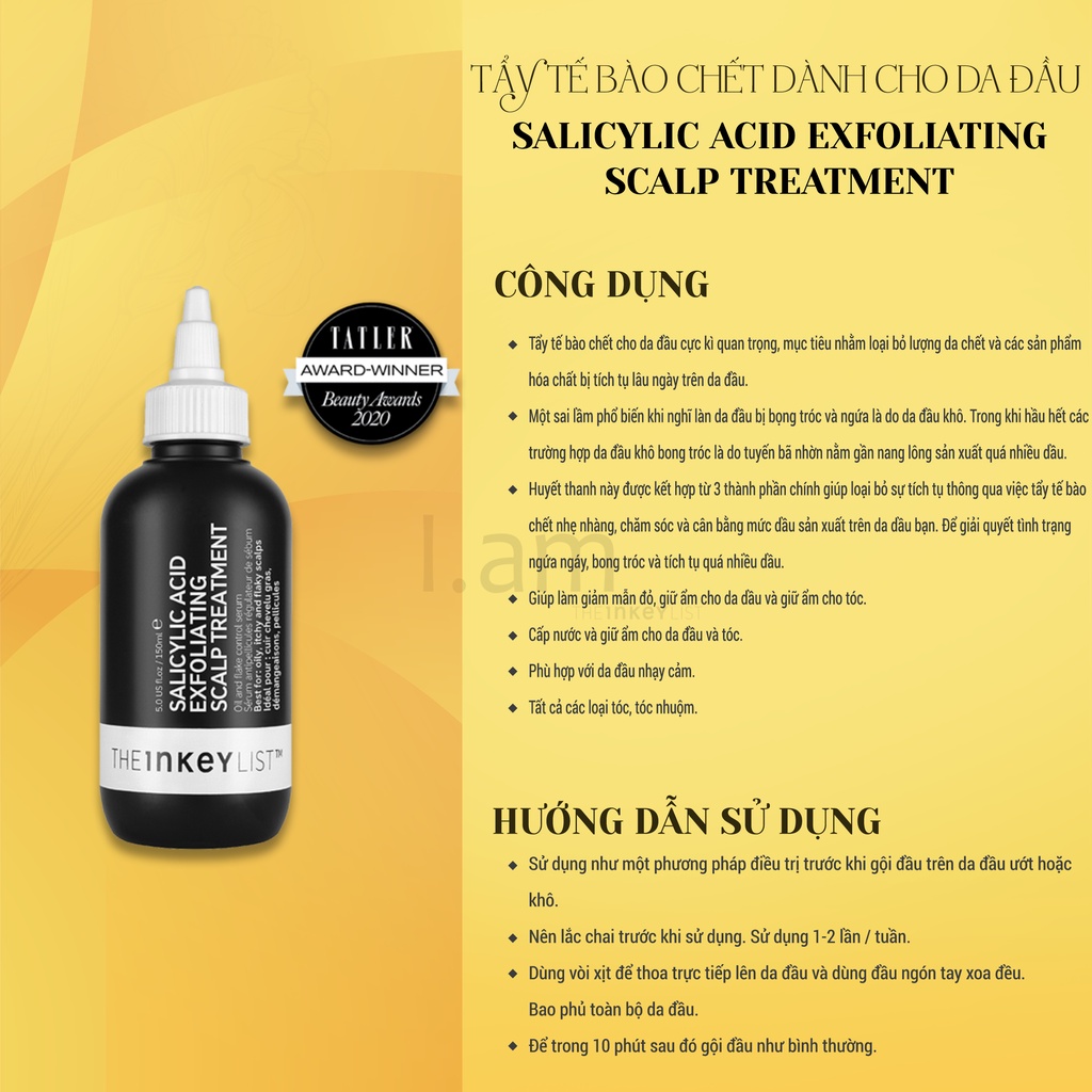 (BILL CANADA) Tẩy tế bào chết dùng cho da đầu Bha Salicylic Acid Exfoliating Scalp Treatment -The INKEY List-