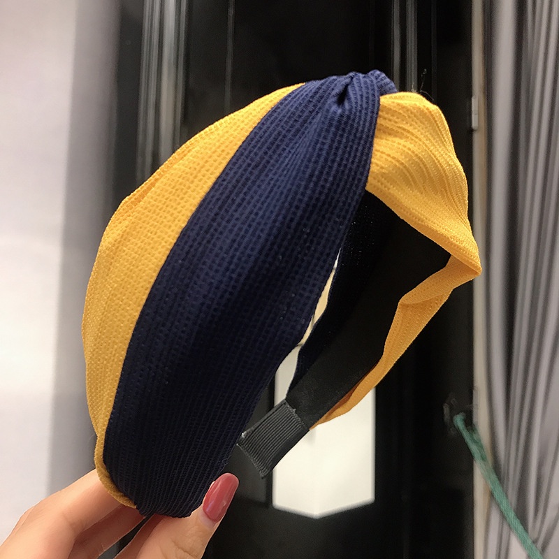 Băng Đô Thắt Nút Chéo Bản Rộng Hai Màu Phong Cách Hàn Quốc Mới Cho Nữ