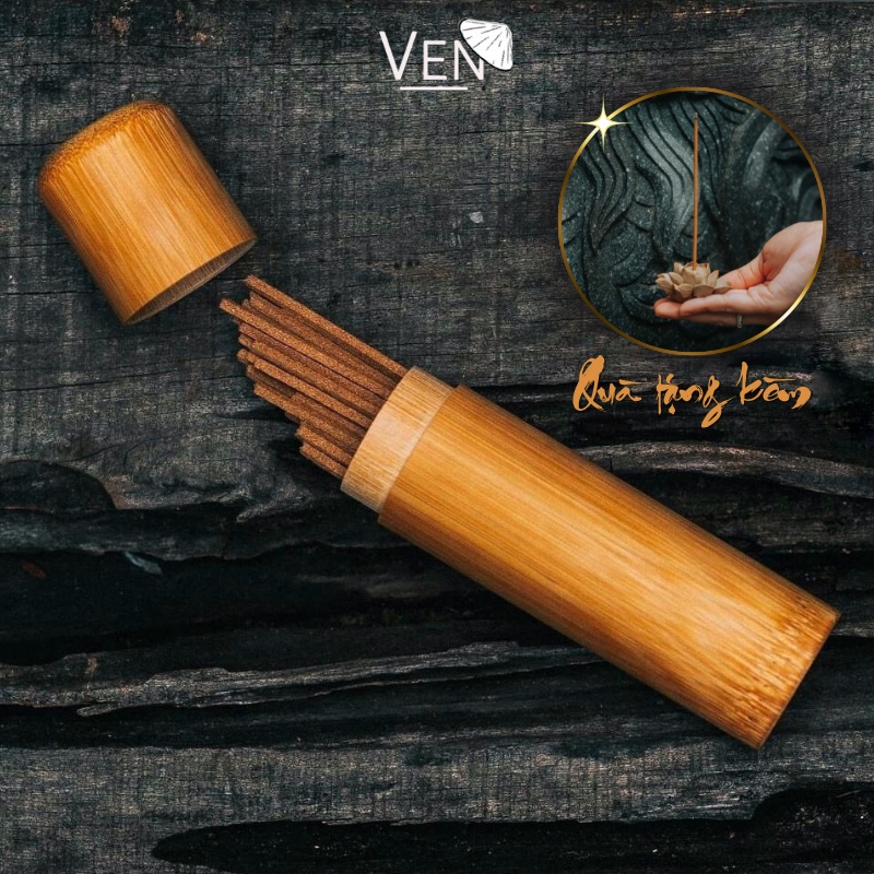 Nhang Không Tăm Từ Trầm Già Với Hương Trầm Nguyên Bản, Giàu Tinh Dầu Hơn, Tặng Đế Sen Sứ/Khay Gỗ Hương [80 cây]