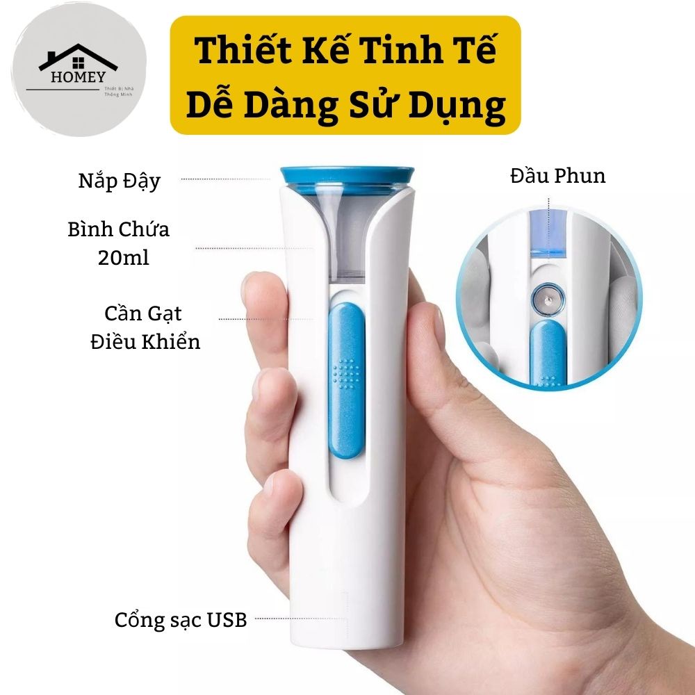 Homey - Máy Phun Sương Xông Hơi Mặt MKS NV8085 - NaNo Mini Cầm Tay Hỗ Trợ Dưỡng Da Cấp Nước Tối Đa