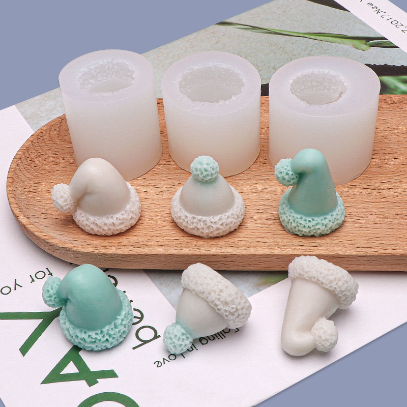 Khuôn Silicon Mũ Giáng Sinh 3D Trang Trí Nến Thơm Handmade DIY