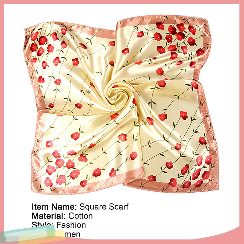 Khăn choàng cổ kiểu vuông 50cm x 50cm họa tiết trang nhã đơn giản cho nữ