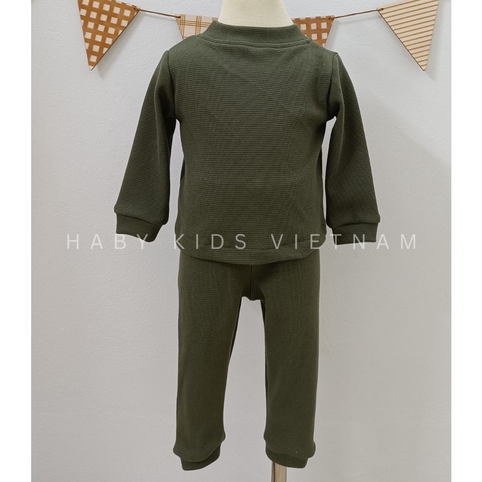 Bộ đồ thu đông dài tay chất tổ ong cao cấp HABY KIDS