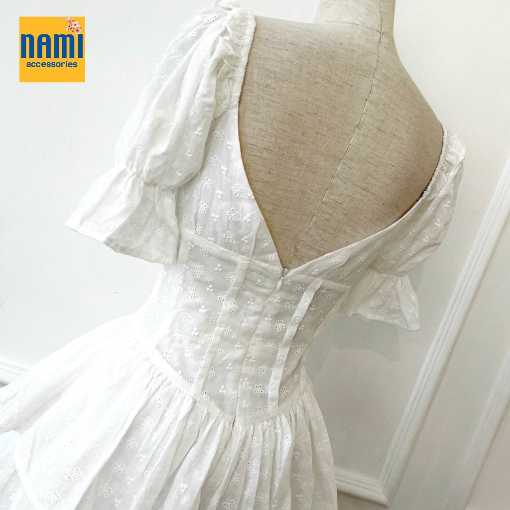( HÀNG CHUẨN ĐẸP ) Đầm xoè bèo tầng ren hoa tôn dáng tiểu thư xinh xắn Nanami - ATNU051