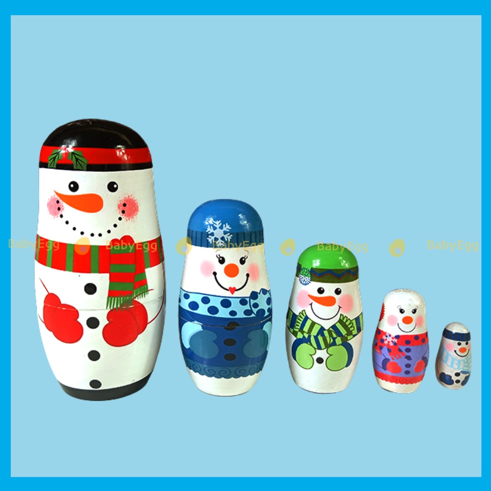 Đồ chơi búp bê gỗ Matryoshka làm quà tặng Noel và trang trí cây thông Giáng Sinh hình ông già Noel người tuyết cho bé
