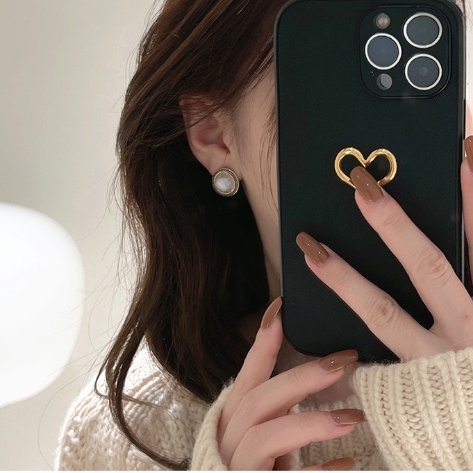 Khuyên tai kẹp không bấm lỗ chốt cố định K197 bằng hợp kim mạ vàng hình tròn hạt trai bigsize dáng ngắn Leous