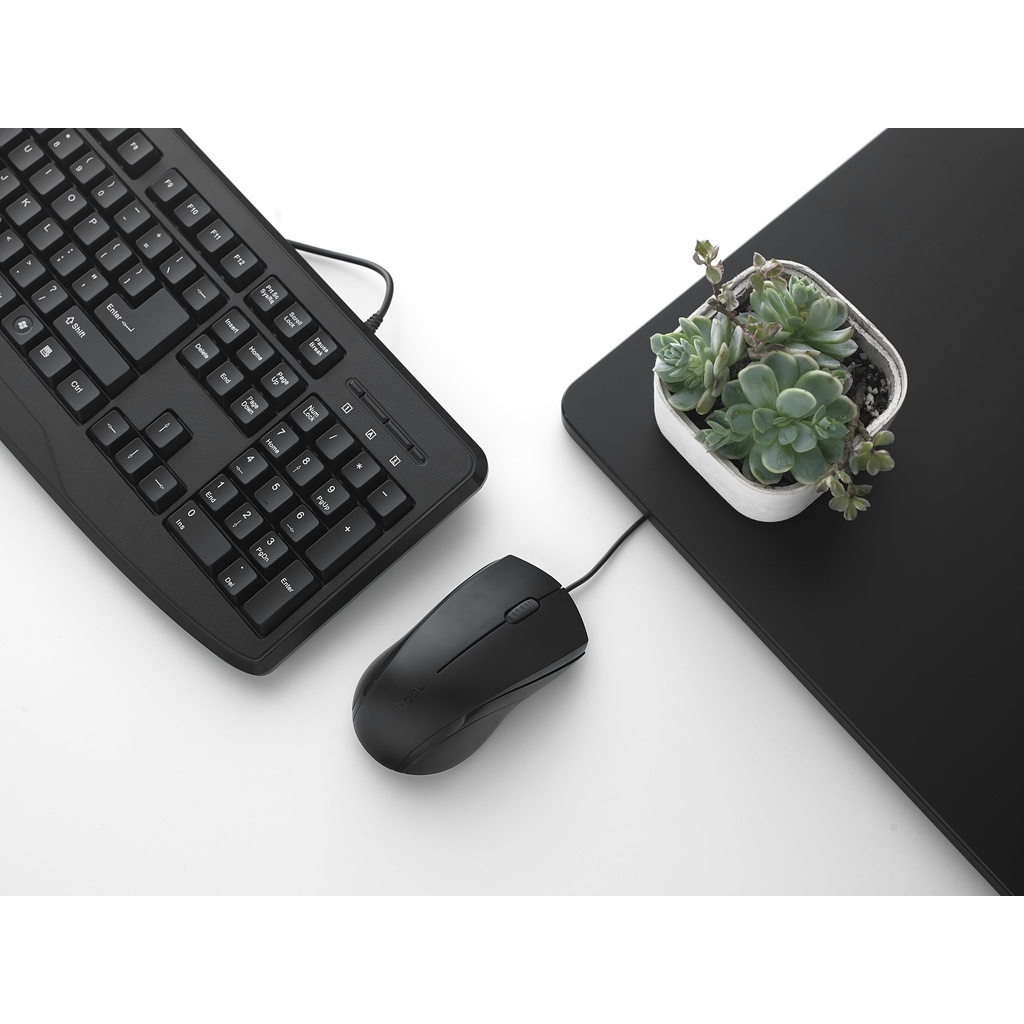 Chuột máy tính N1200 Silent siêu bền độ phân giải 1000dpi có dây dùng cho văn phòng cổng kết nối USB Rapoo Bexal RP11