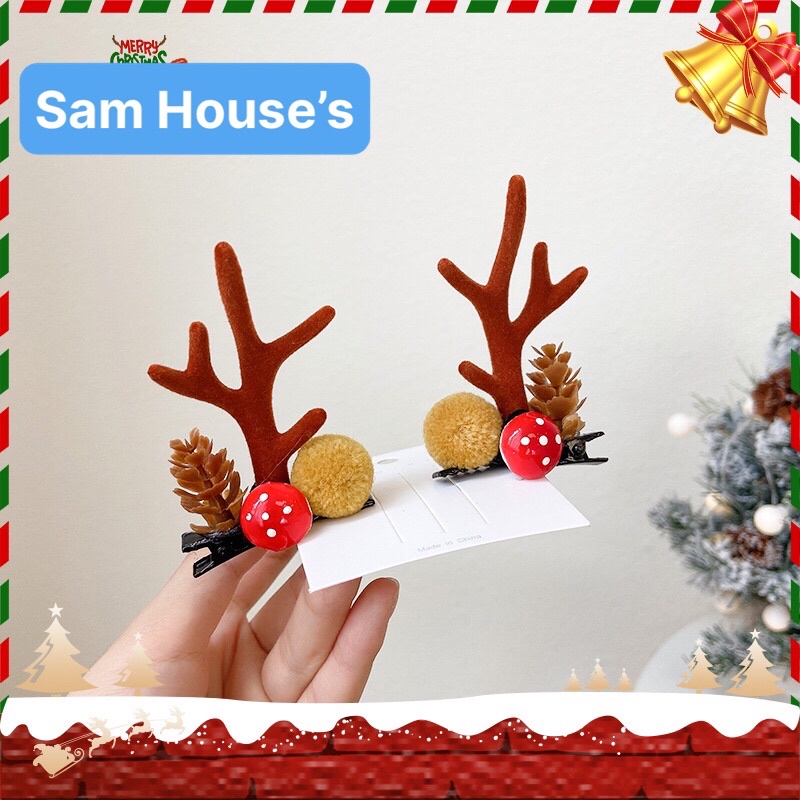 Kẹp tóc mái phong cách giáng sinh noel và năm mới