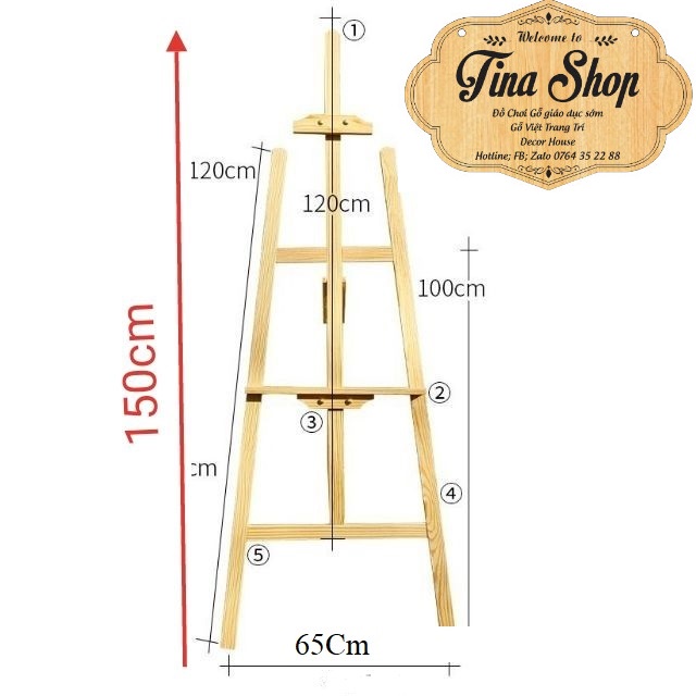 Giá Vẽ tranh Gỗ Thông, Kích thước 150cmx65cm -🙏 An Nhiên St🙏