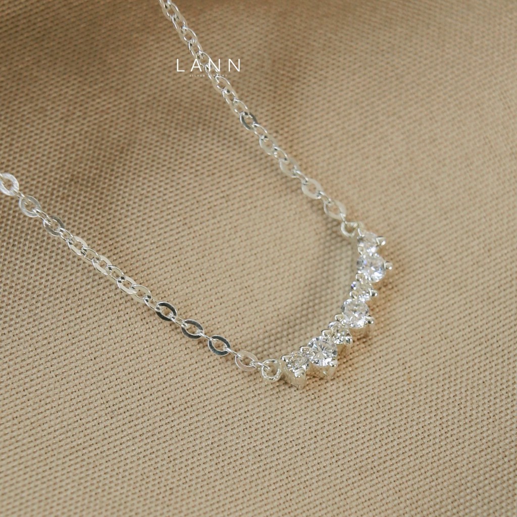 Vòng cổ đá nhỏ xếp nửa đường tròn BẠC S925 LANN N169