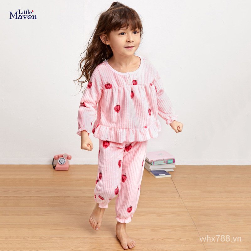 Little maven Bộ Đồ Ngủ Bằng Lông Cừu Phong Cách Âu Mỹ Thời Trang Thu Đông Mới Dành Cho Trẻ Em Mặc Ở Nhà