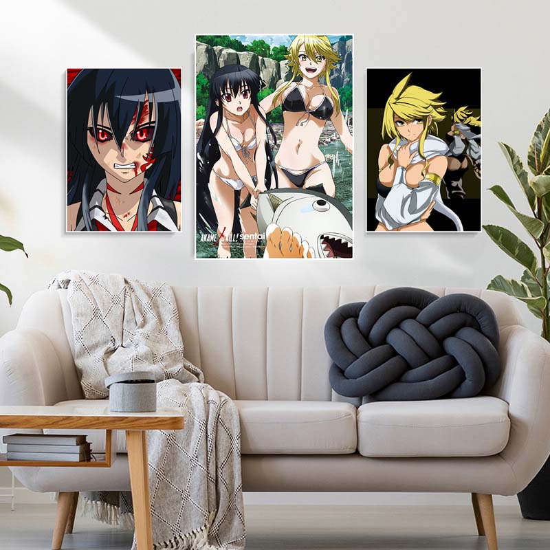 Tranh Cuộn Treo Tường Trang Trí Phòng Khách In Hình Anime Akame Ga Kill 42X30CM